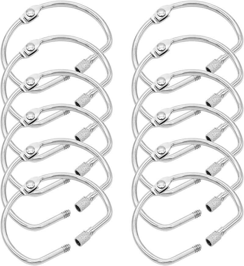 STSTECH 12 PCS 3 Inch D-Shaped Loose Leaf Binder Rings, Nickel Plated Metal Book Rings with Screw Lock for Index Cards, Documents, Keychains, DIY Crafts, Office, School, and Home Supplies (3 Inch) - Image 1